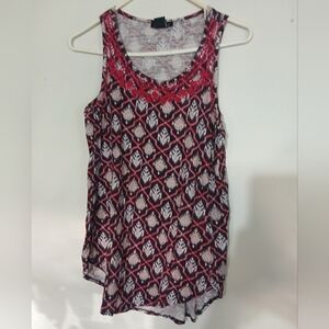 Lucky Brand Red and Black Patterned Tank Top (0149)